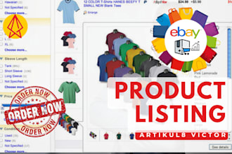do ebay product listing, ebay upload, and product listng SEO
