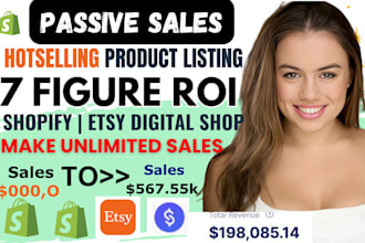 setup 7 figure shopify digital product store, etsy shop,stan store digital store