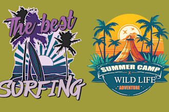 do beach, summer, travel agency, surfing and adventure outdoor logo