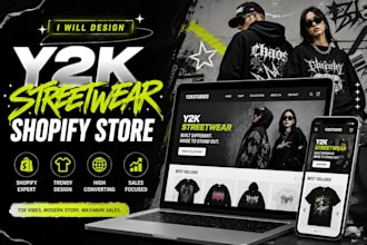 design a trendy y2k streetwear shopify store