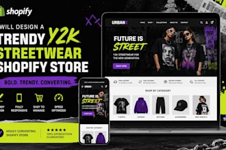 design a trendy y2k streetwear shopify store