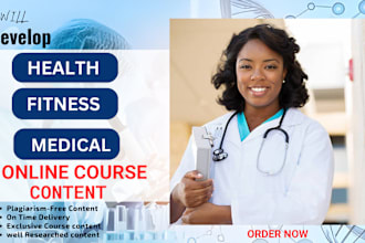 create online course content, quiz, healthcare lesson plan online course website