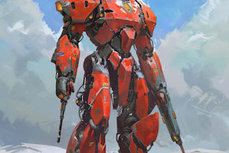 make cyberpunk sci fi robot, mecha character concept art