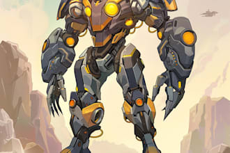 make cyberpunk sci fi robot, mecha character concept art