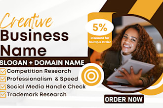 create unique business name, brand, company names, product, domain name, slogan