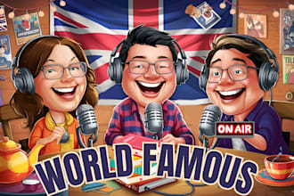 create a podcast cover art and logo cartoon theme