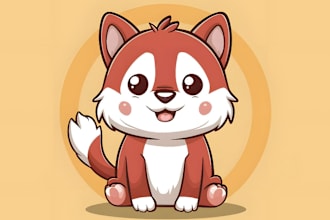 create cute animal cartoon character and sticker design