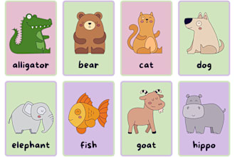 create an animal alphabet and any flashcards for kids