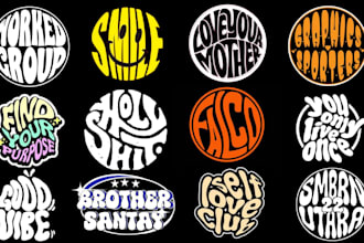 draw bold typography logo design circle style for brand