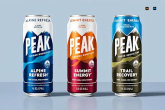 design professional beverage can label for energy drink, soda, juice and beer