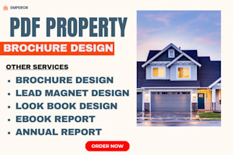 design PDF property brochure  lead magnet look book ebook and annual report