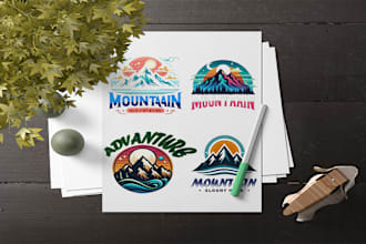 make premium mountain, script, cursive, calligraphy logo