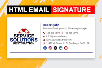 design professional clickable HTML email signature for outlook, gmail, mac