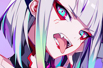 draw a custom vtuber pfp or icon in anime style