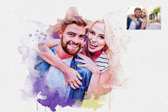 draw amazing watercolor portrait for you and your family or pet in my style
