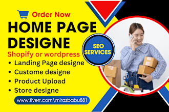 home page design,landing page ,product upload,shopify store,custome designe