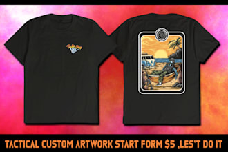custom military tactical art hand drawing for apparel