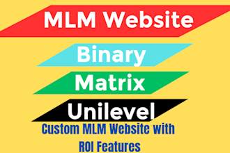 build custom MLM websites including binary, matrix, and unilevel plans