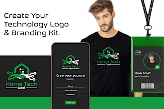 do modern technology ai software tech website security logo and branding kit