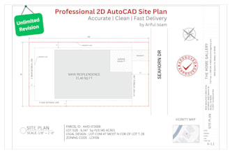 create a plot layout and site plan with the proper dimensions and orientation