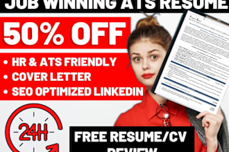 design professional ats resumes, CV, cover letter, and linkedin