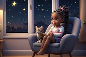 do 3d african american children book illustration, kid storybook, kdp book cover
