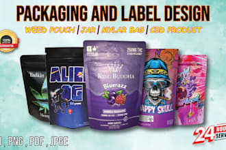 design unique mylar bags, die cut bags, cbd products and packaging label