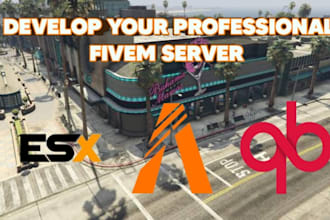develop your professional fivem server, fivem esx and qbcore server
