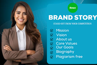 write a professional brand story, mission and vision statement, about us page