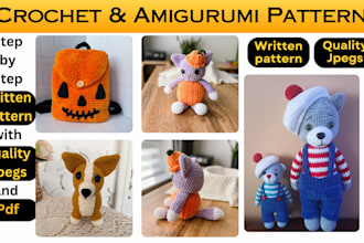write detailed amigurumi crochet patterns,steps picture tutorials and video etsy