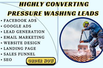generate pressure washing leads vehicle washing leads power cleaning lead funnel