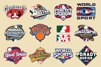 do nba, nfl, mlb, and all star, or world series, parody logo, with your brand