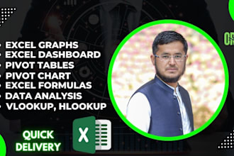 create excel graphs, pivot tables, charts, and dashboards