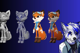 do 3d furry avatar vrchat vtubing model vrm nsfw unity, character model