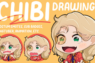 do custom chibi drawing for emotes, sub badges, or pngtuber for your stream