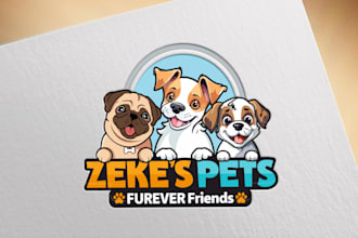 design cute dog, cartoon character and animal logo