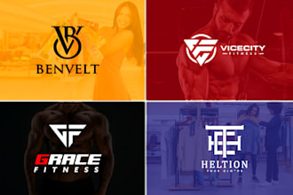 design gym logo for clothing brand, fitness, sports, initial letter and monogram