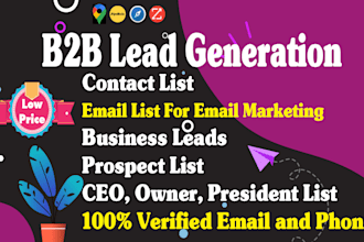 build niche targeted email list, contact list, prospect list and b2b lead