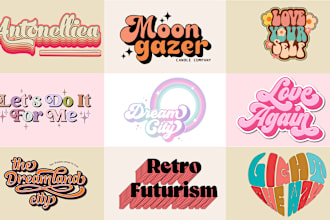 create hand lettering, custom, retro, funky groovy, vintage text, and font logo