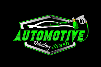 do modern car wash auto mobile detailing and automotive logo design