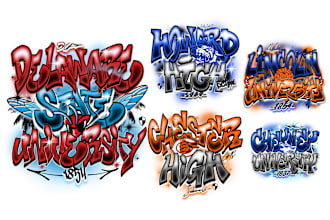 create a graffiti 90s style airbrush design