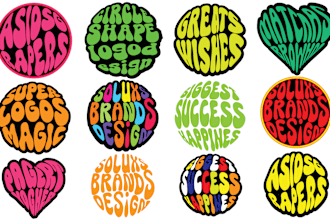 draw bold typography logo design circle style