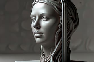 design sculpt 3d bust face full half body monster head portrait model for print