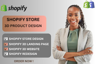 shopify 3d animated landing page, shopify store design 3d products design zakeke