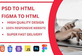 convert  psd to html figma to html