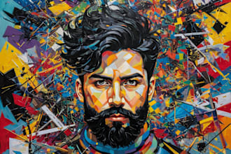 draw an unique wpap pop art or abstract art style