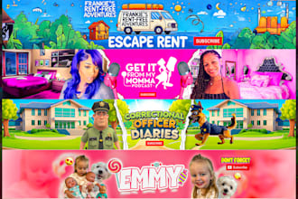 make youtube banner and logo, gaming, travel, anime, vlogs, vtuber, onlyfans