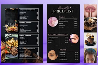 design professional menu design services, custom designs, quick turnaround