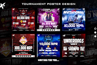 create  esports posters or tournament graphics for your event