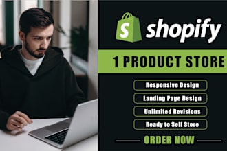 create 1 product shopify store and product landing page on shopify
